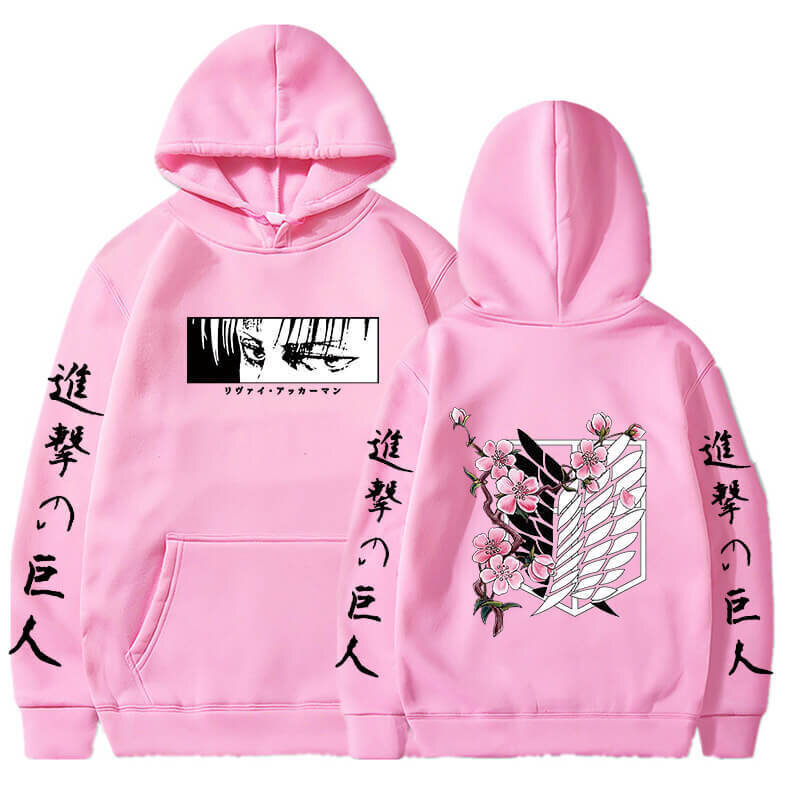 (PinkB-S）Anime Hoodie Attack on Titan Pullover Casual pitkähihainen Streetwear Harajuku Sweatshirt Miesten/ Unisex hinta ja tiedot | Miesten puserot ja hupparit | hobbyhall.fi