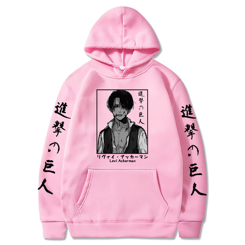 (Pink-S）Japanese Anime Graphic Attack on Titan Harajuku Sweatshirt Unisex hinta ja tiedot | Miesten puserot ja hupparit | hobbyhall.fi