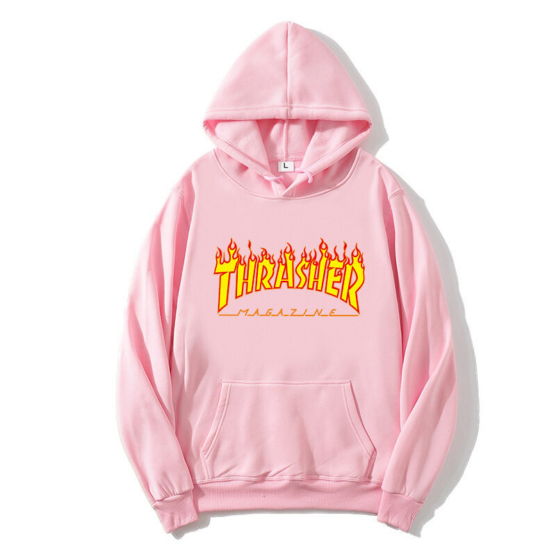 (Pink-M）MANin hupullinen Thrasher Flame Print hinta ja tiedot | Miesten puserot ja hupparit | hobbyhall.fi