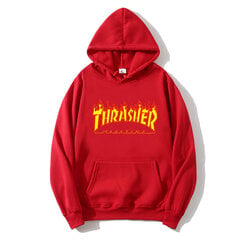 (punainen-M）MAN's Hooded Thrasher Flame Print hinta ja tiedot | Miesten puserot ja hupparit | hobbyhall.fi