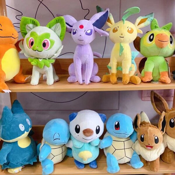 18-28 cm pehmolelu Grookey Sprigatito Oshawott Leafeon Espeon Morpeko Gonbe Mimikyu Anime Figuuri Peluche Lelut Täytetyt eläimet