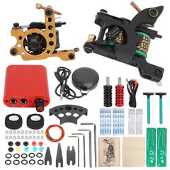 Täydellinen tatuointikonesarja Professional Tattoo Kit Virtalähde Neulat Jalkapolkimen korjausvoide 90-265VUS Plug hinta ja tiedot | Manikyyri- ja pedikyyritarvikkeet | hobbyhall.fi