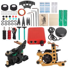 Täydellinen tatuointikonesarja Professional Tattoo Kit Virtalähde Neulat Jalkapolkimen korjausvoide 90-265VUS Plug hinta ja tiedot | Manikyyri- ja pedikyyritarvikkeet | hobbyhall.fi