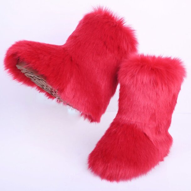 (44-A2)Uusi muoti Fox Fur Nainen Lumisaappaat Rainbow monivärinen Lady Talvisaappaat Lämpimät Saappaat Naisten Saappaat Kengät Bottes de neige femmes hinta ja tiedot | Monot | hobbyhall.fi