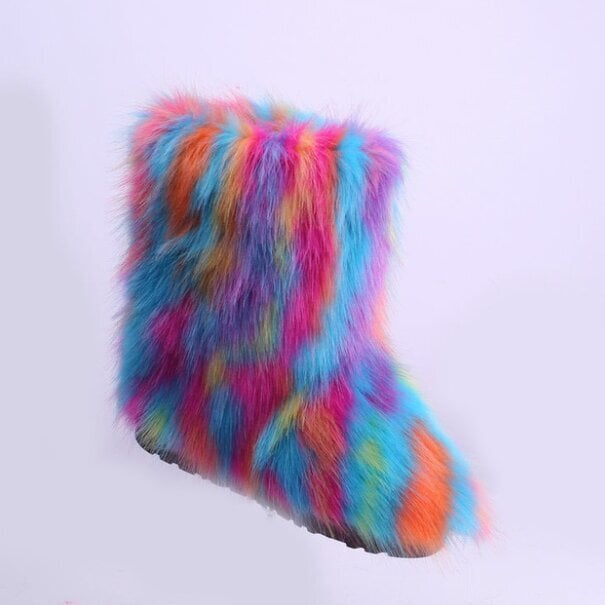 (41-A9)Uusi muoti Fox Fur Nainen Lumisaappaat Sateenkaari monivärinen Lady Talvisaappaat Lämpimät Saappaat Naisten Saappaat Kengät Bottes de neige femmes hinta ja tiedot | Monot | hobbyhall.fi