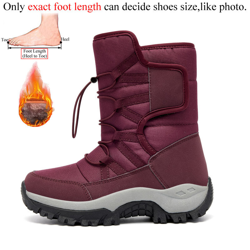 (7-WineRed)Talvi Miehet Naiset High Pehmo turkis Lumikengät Ulkoilu Vaellus Vuoristokengät Bottines Femme Hiver 2024 Buty Zimowe Botas De Invierno hinta ja tiedot | Monot | hobbyhall.fi