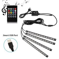 4x 12LED RGB auton sisustus Atmosphere Footwell Strip Light hinta ja tiedot | Ajovalot | hobbyhall.fi