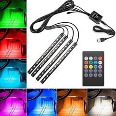 4x 12LED RGB bil?r Atmosf?r Footwell Strip Light hinta ja tiedot | Ajovalot | hobbyhall.fi