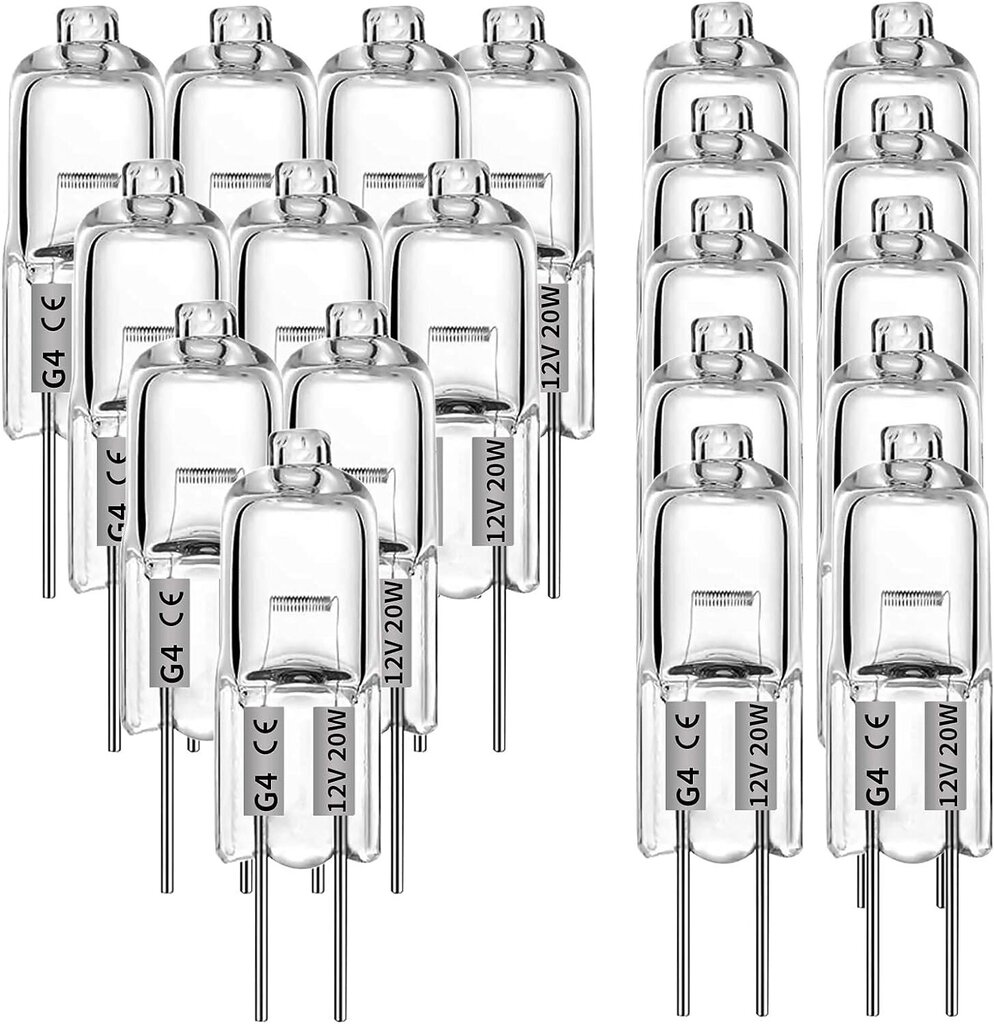 G4 halogeenilamput 20W 12V - Lämmin valkoinen - 20 Pack 20W hinta ja tiedot | Tuuletinvalaisimet | hobbyhall.fi