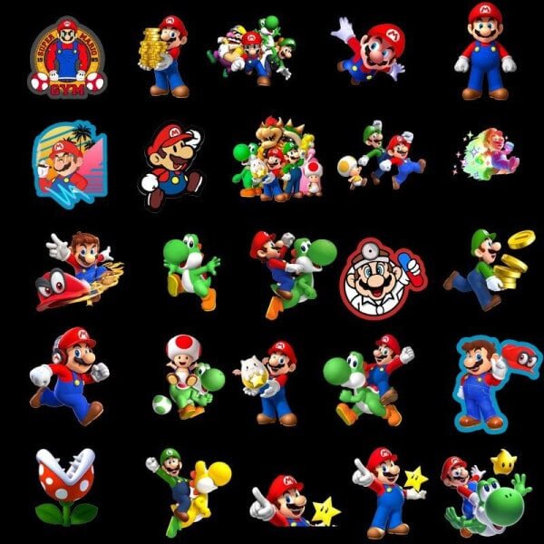 50 tarraa tarrat - Super Mario - Sarjakuva - Nintendo monivärinen hinta ja tiedot | Manikyyri- ja pedikyyritarvikkeet | hobbyhall.fi