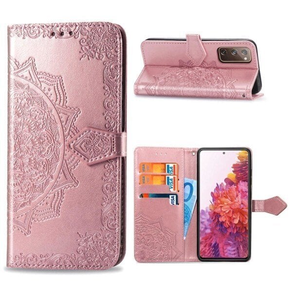 Samsung Galaxy S20 FE - Mandala Nahkakotelo - Rose Gold Rose Gold Rose Gold hinta ja tiedot | Miesten lompakot | hobbyhall.fi