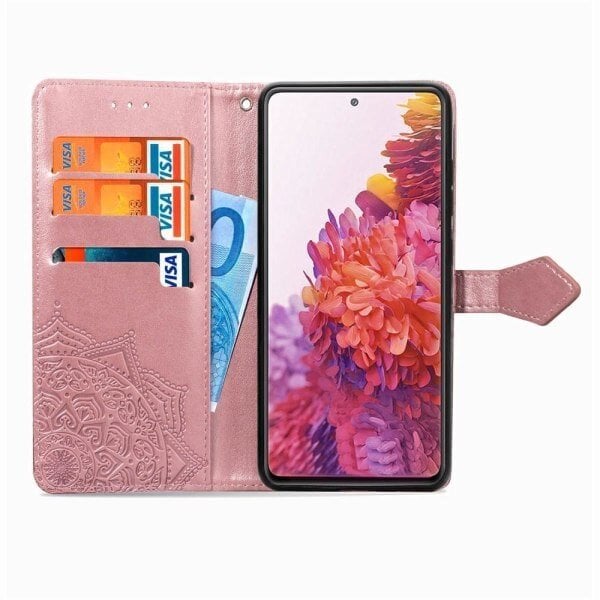 Samsung Galaxy S20 FE - Mandala Nahkakotelo - Rose Gold Rose Gold Rose Gold hinta ja tiedot | Miesten lompakot | hobbyhall.fi