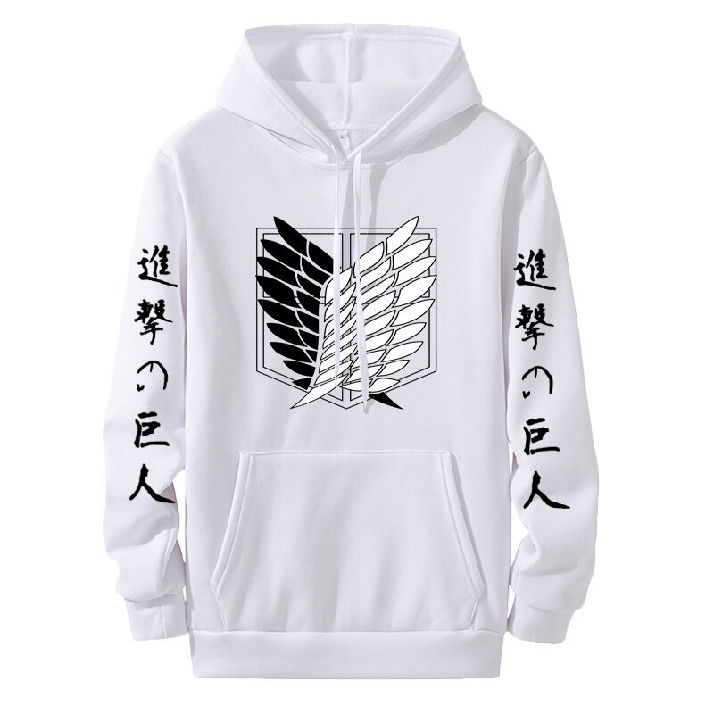 (Aasialainen koko valkoinen-M）Attack On Titan Hoodie Funny Cartoon Harajuku 90s Hupparit Miesten Hip Hop hinta ja tiedot | Miesten puserot ja hupparit | hobbyhall.fi