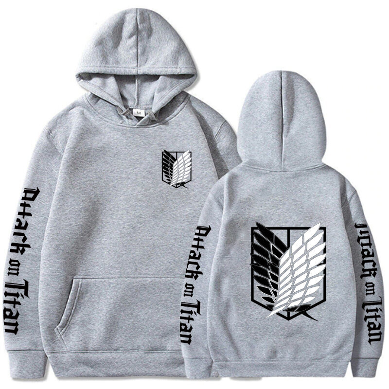 (harmaa-S）Attack on Titan Men Casaul Topit Löysät Sudadera-hupparit hinta ja tiedot | Miesten puserot ja hupparit | hobbyhall.fi