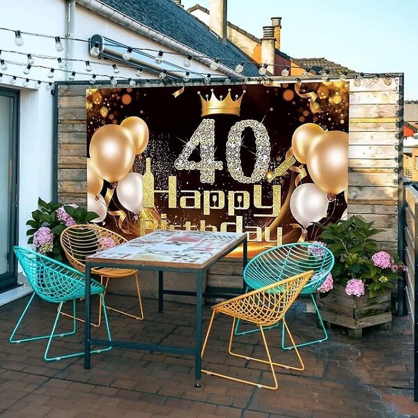 Black Gold Banner 40th Birthday Decoration tausta