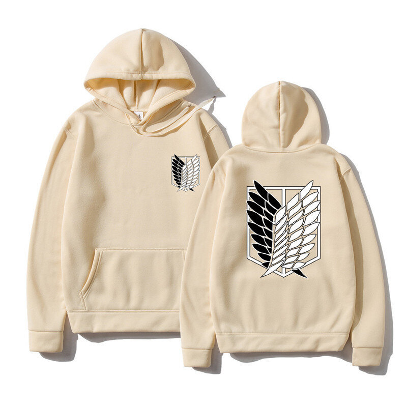 (Khaki-M）Attack on Titan Miesten Sweatshirts Japanilainen Anime Shingeki no kyojin Graafiset hupparit hinta ja tiedot | Miesten puserot ja hupparit | hobbyhall.fi