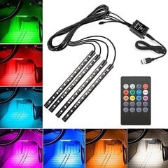 4x 12LED RGB auton sisustus Atmosphere Footwell Strip Light hinta ja tiedot | Ajovalot | hobbyhall.fi