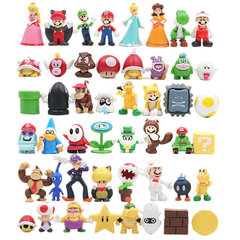 48kpl/setti Super Mario Family Luigi Yoshi Bowser Wario Peach Toad Daisy Figuurimalli Lelut hinta ja tiedot | Pienoismallit | hobbyhall.fi