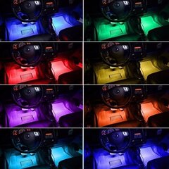 4x 12LED RGB bil?r Atmosf?r Footwell Strip Light hinta ja tiedot | Ajovalot | hobbyhall.fi