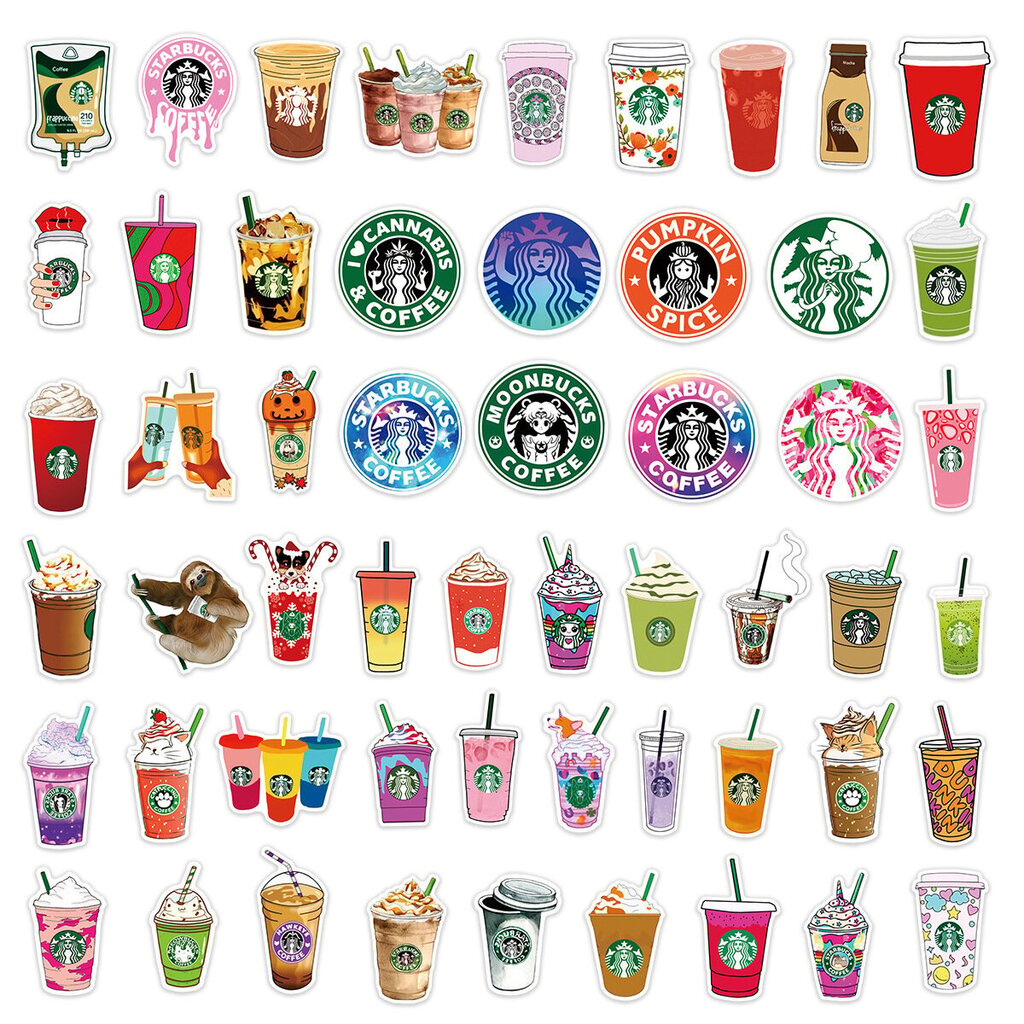 50 kpl starbucks kahvia Graffiti Stickers Laptop Skateboard hinta ja tiedot | Koristeet ja tarrat | hobbyhall.fi