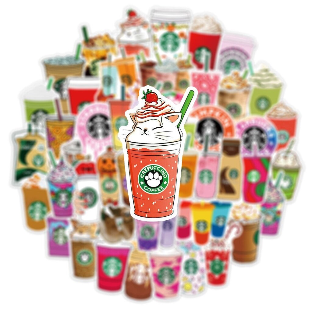 50 kpl starbucks kahvia Graffiti Stickers Laptop Skateboard hinta ja tiedot | Koristeet ja tarrat | hobbyhall.fi