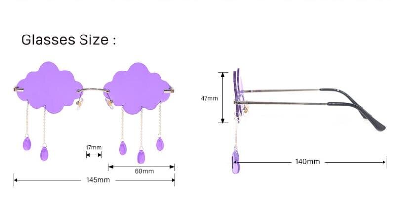 Pilvireunuksettomat aurinkolasit Cloud Rain Drop Muotoiltu Disco Blue hinta ja tiedot | Naisten aurinkolasit | hobbyhall.fi