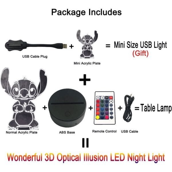 LED-valaisin Lilo & Stitch hinta ja tiedot | Lastenhuoneen valaisimet | hobbyhall.fi