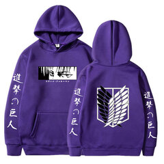 (PurpleA-M）Anime-huppari Attack on Titan Pullover Casual pitkähihainen Streetwear Harajuku Sweatshirt Miesten/Unisex hinta ja tiedot | Miesten puserot ja hupparit | hobbyhall.fi