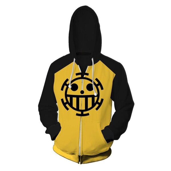 (Zipper Coat-L）Anime One Piece 3D Trafalgar Law Cosplay Pirates Of Heart Ohut villapaidat