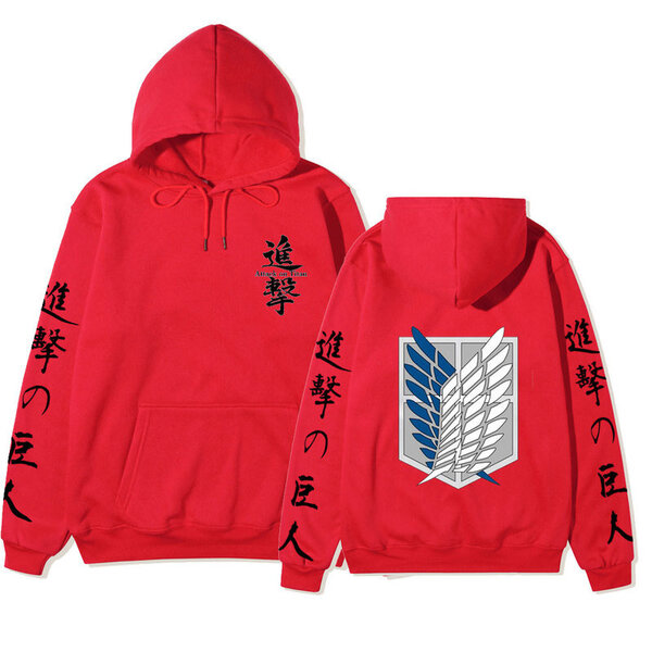 (Red-1-L) Attack on Titan huppari pukuhuppu Miesten