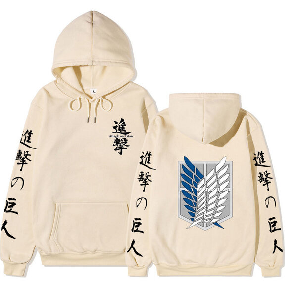 (Khaki-1-L) Attack on Titan huppari pukuhuppu Miesten