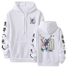 (Aasialainen koko valkoinen-L）Attack On Titan Hoodie Funny Cartoon Harajuku 90s Hupparit Miesten Hip Hop hinta ja tiedot | Miesten puserot ja hupparit | hobbyhall.fi