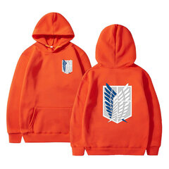 (Orange-M）Attack on Titan Men Loose Pullovers Casaul Tops oversize -huppari hinta ja tiedot | Miesten puserot ja hupparit | hobbyhall.fi