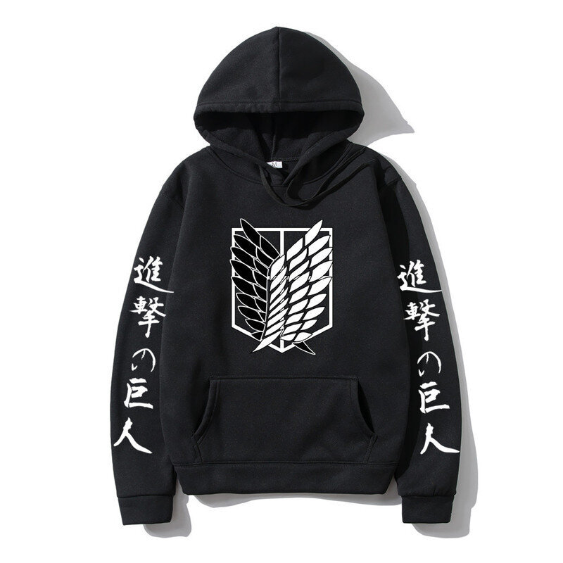 (Musta B-L）Attack on Titan Miesten hupparit Anime Print Japanese Streetwear Pullovers hinta ja tiedot | Miesten puserot ja hupparit | hobbyhall.fi