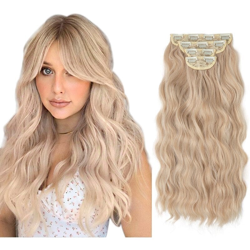 Clip-In Extensions 22 tuuman setti 4 Curly Waves naisten peruukki hinta ja tiedot | Kampaamotuotteet | hobbyhall.fi