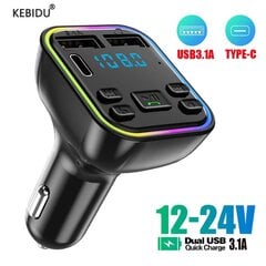 Laturi Auton handsfree Bluetooth 5.0 PD FM-lähetin Dual USB 3.1A Pikalaturi Type-C Värikäs autosarja MP3-modulaattorisoitin hinta ja tiedot | Kuulokkeet | hobbyhall.fi