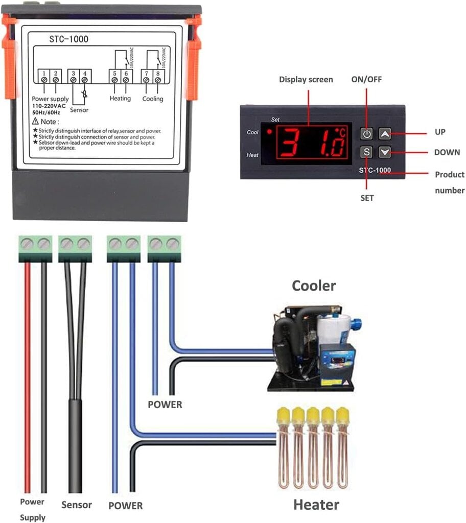 Pakkauksessa 2 12 V lämpötilasäädintä, STC-1000 universaali digitaalinen termostaatti NTC lämpötila-anturilla, Celsiuslämpötilan säädin hinta ja tiedot | Keittiövälineet | hobbyhall.fi