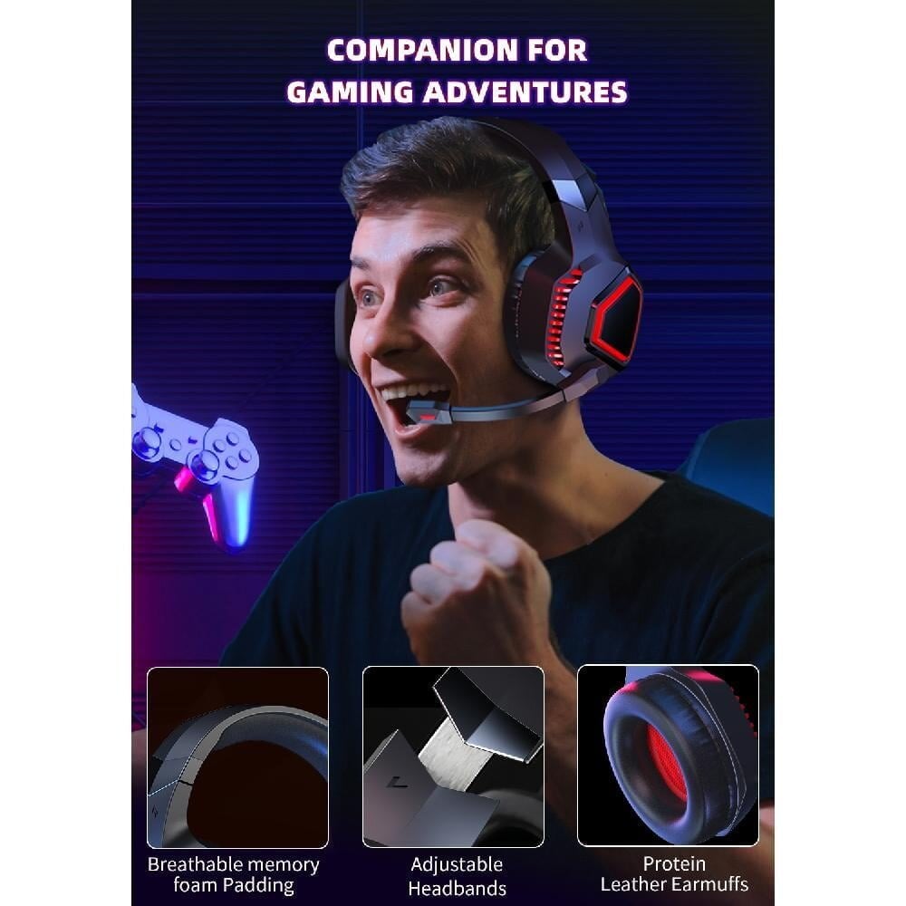 Ecomoment Wireless Gaming Headset 2.4G USB PS5 PS4 Nintendo Switch PC Mac,Bluetooth 5.2 pelikuulokkeet mikrofonilla,pelikuulokkeet 3.5mm johdolla Xbox Seriesille,40H akku,musta hinta ja tiedot | Kuulokkeet | hobbyhall.fi