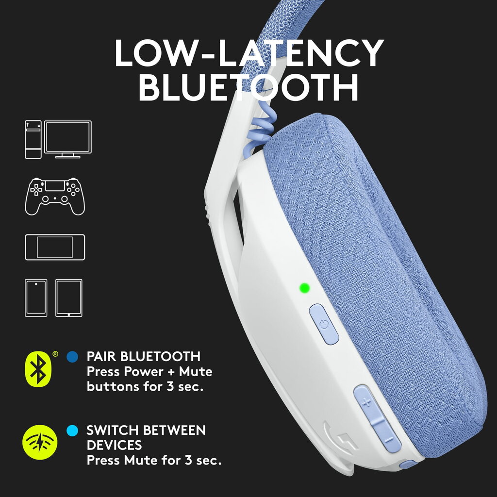 Logitech G435 LIGHTSPEED ja langattomat Bluetooth-pelikuulokkeet - Kevyet over-ear-kuulokkeet, sisäänrakennetut mikrofonit, 18 tunnin akku, yhteensopiva Dolby Atmos, PC, PS4, PS5, Mobile, Musta kanssa hinta ja tiedot | Kuulokkeet | hobbyhall.fi