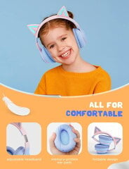 QearFun Cat Ear Kids Bluetooth-kuulokkeet tytöille kouluun, taitettavat langalliset pelikuulokkeet mikrofonilla ja 3,5 mm:n liitännällä, säädettävä sanka Teens taaperoille langattomat kuulokkeet tabletille/PC:lle, vaaleanpunainen hinta ja tiedot | Kuulokkeet | hobbyhall.fi