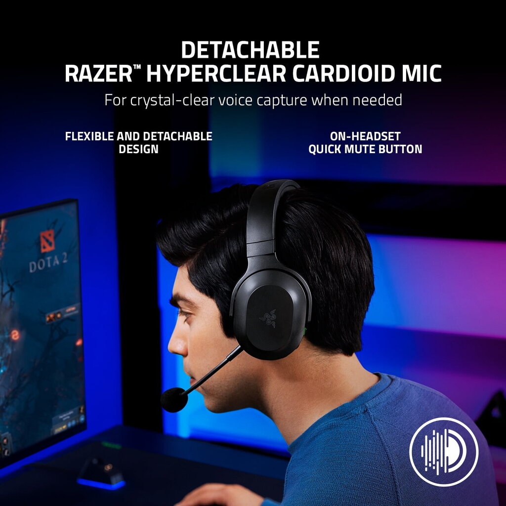 Razer Barracuda X langattomat pelikuulokkeet PC:lle, PS5, PS4, NS, mobiili, 2,4 GHz, Bluetooth, 250 g, musta hinta ja tiedot | Kuulokkeet | hobbyhall.fi