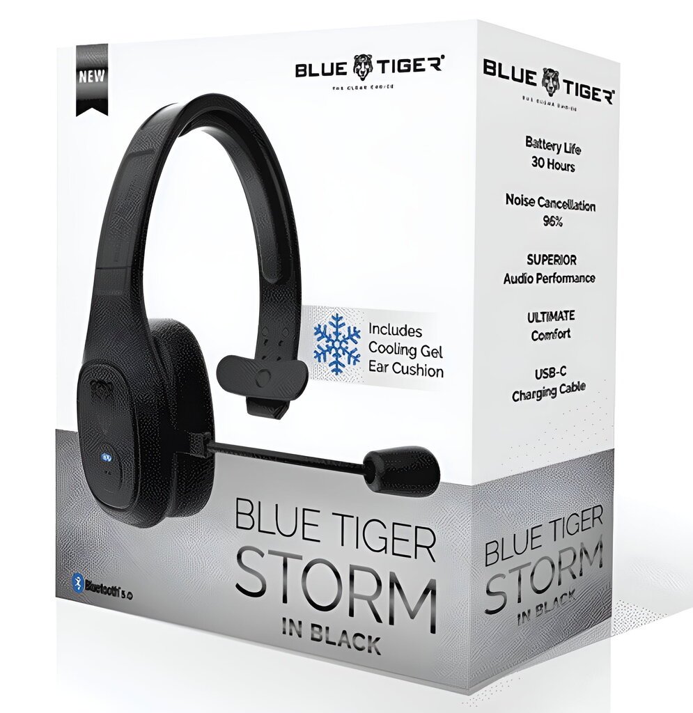 Blue Tiger Storm langattomat Bluetooth Professional -kuulokkeet – melunvaimennus Bluetooth 5.0 Headset \u2013 30 tunnin puheaika, laajennettu 100 jalan kantama hinta ja tiedot | Kuulokkeet | hobbyhall.fi