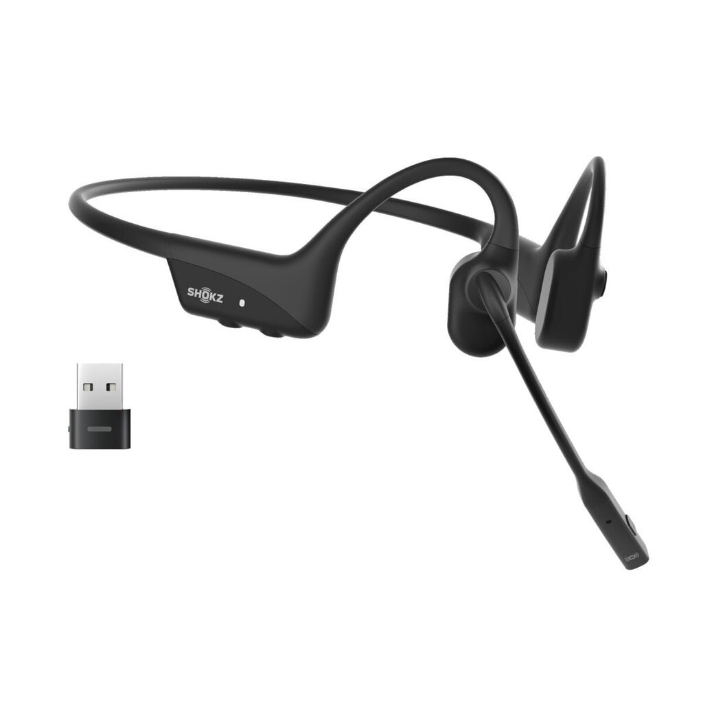 Shokz OpenComm2 UC-Bone Conduction Stereo Bluetooth-kuuloke, jossa Loop 110 (USB-A, musta) hinta ja tiedot | Kuulokkeet | hobbyhall.fi