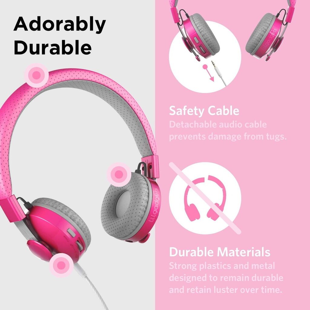 LilGadgets Untangled Pro Wireless Kids -kuulokkeet, On-Ear Bluetooth-taaperokuulokkeet sisäänrakennetulla mikrofonilla, vaivaton muotoilu, ei enää sotkeutuneita johtoja, täydellinen koululapsille, sininen hinta ja tiedot | Kuulokkeet | hobbyhall.fi