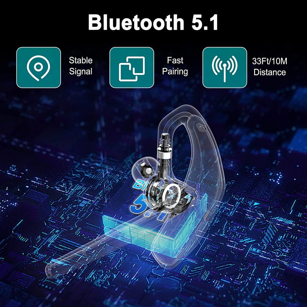 Bluetooth-kuulokkeet, langattomat V5.1-kuulokkeet melua vaimentavalla mikrofonilla, 110 tunnin työaika Bluetooth-kuuloke 500 mAh:n akulla, yhteensopiva matkapuhelimien ja PC:n kanssa hinta ja tiedot | Kuulokkeet | hobbyhall.fi