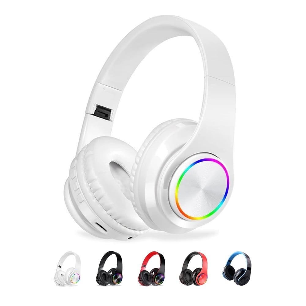 B39 RGB Luminous langattomat pelikuulokkeet stereokuulokkeet Bluetooth 5.0 taitettava kuulokemikrofoni (3,5 mm pistoke) hinta ja tiedot | Kuulokkeet | hobbyhall.fi