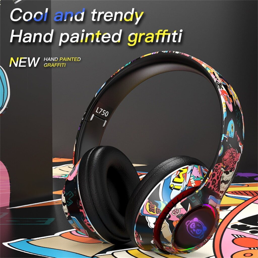 Bluetooth-kuulokkeet työhön Melua vaimentavat langattomat Bluetooth Cool Graffiti Led -valaistu pelikuulokkeet, kuulokkeet sisäänrakennetulla mikrofonilla, yhteensopivat Ios- ja Android-laitteet hinta ja tiedot | Kuulokkeet | hobbyhall.fi