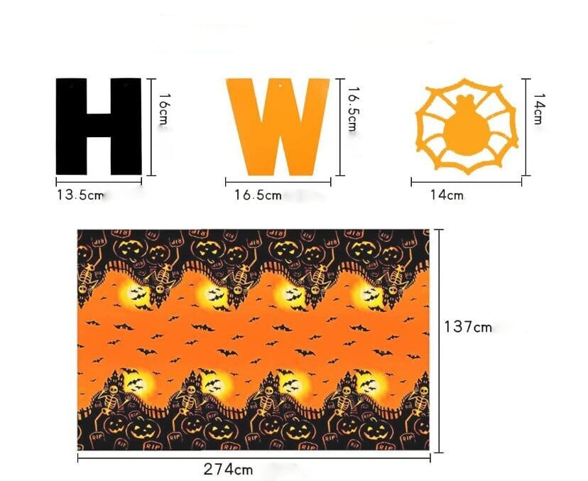 Setti - Halloween-pöytäliina ja koriste hinta ja tiedot | Juhlakoristeet | hobbyhall.fi