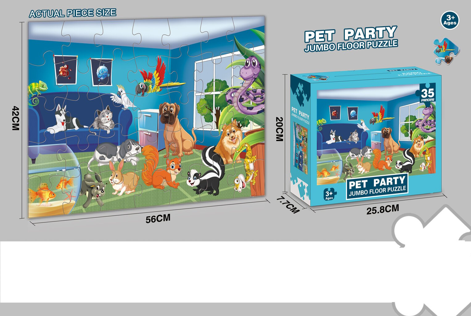 Dėlionė Jumbo Floor Puzzle Pet Party, 35 det hinta ja tiedot | Palapelit | hobbyhall.fi