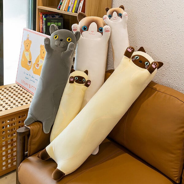 50-130 cm Kawaii Giant Grey Long Cat Pehmo Pehmo Pehmo Pehmo Pehmo Pehmo Pehmo Pehmoa Sohva Tyyny Sisustus Syntymäpäivälahjat tytöille Täytetyt eläimet